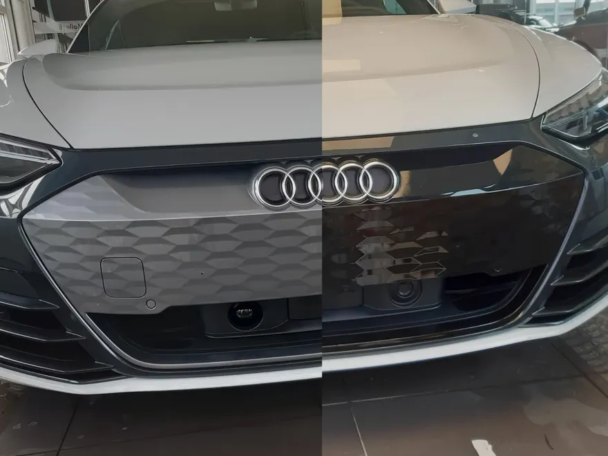 Frontfanger Audi, fra krom til sort